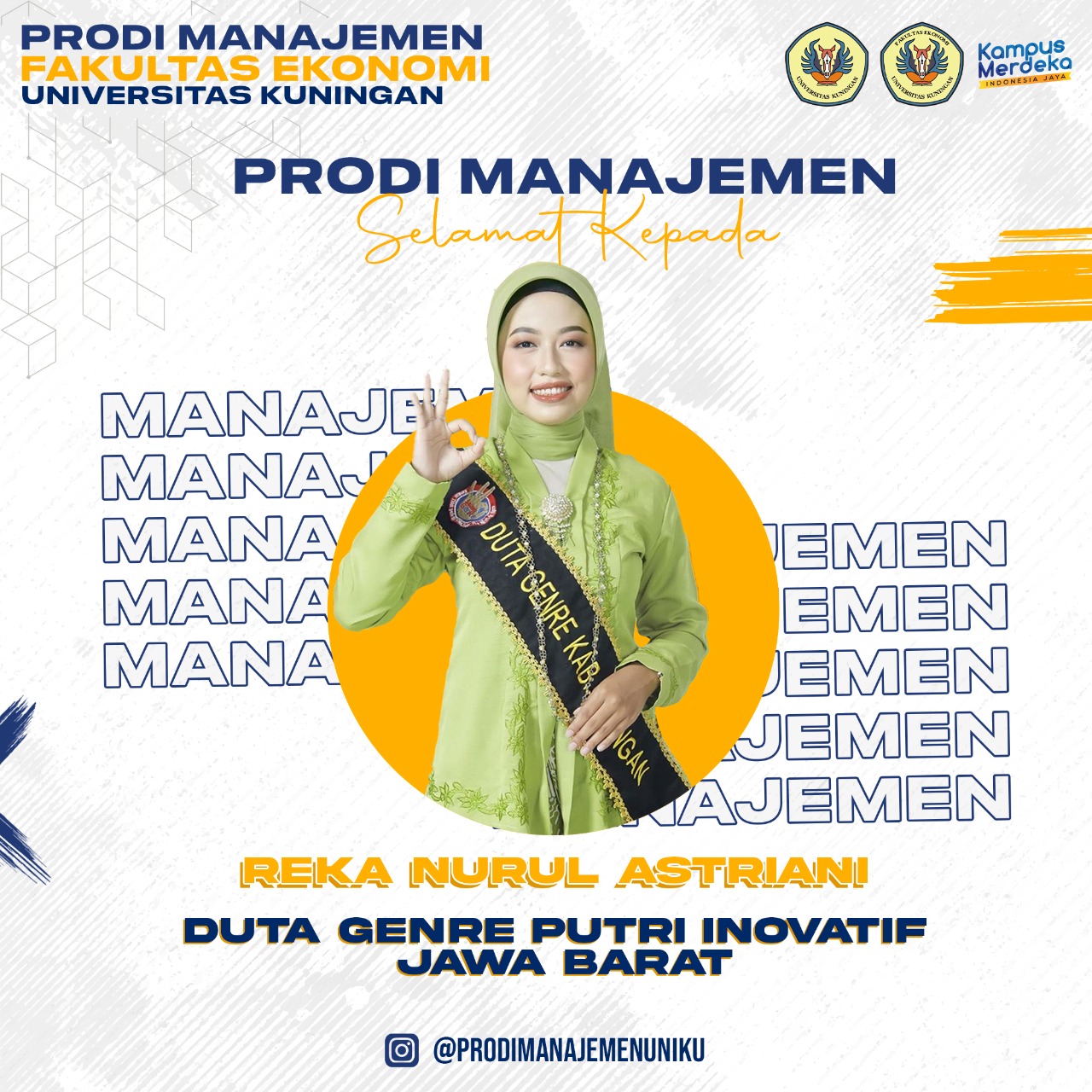 Read more about the article Reka Nurul Astriani Terpilih Duta Genre Putri Inovatif Jawa Barat Tahun 2021